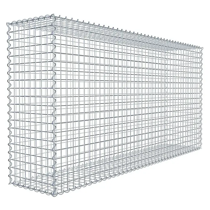 Gabiona Gabione - 200 x 40 x 100 cm, Metall, Maschenbreite: 50 mm, Maschenhöhe: 50 mm - Das Bild zeigt eine Drahtschotterbox, die typischerweise für Stützmauern und Erosionsschutz verwendet wird. Eine robuste und langlebige Lösung.