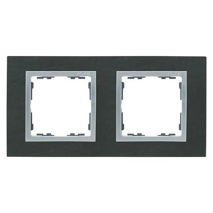 Simon 82 Marco Nature - Pizarra, Modelo de mecanismos: x 2, Plástico, Colocar - Marco de interruptor doble de pizarra de Simon para interruptores y enchufes de luz con estilo y diseño moderno para su hogar.