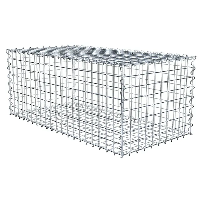 Gabiona Gabione - 100 x 50 x 40 cm, Metall, Maschenbreite: 50 mm, Maschenhöhe: 50 mm - Ein rechteckiger Gabionenkorb aus verzinktem Drahtgitter, der Stabilität und Schutz für verschiedene Anwendungen im Garten- und Landschaftsbau bietet.