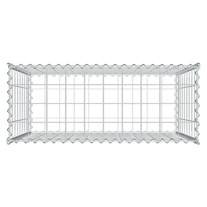 Gabiona Gabione - 100 x 40 x 90 cm, Metall, Maschenbreite: 100 mm, Maschenhöhe: 100 mm - Draufsicht auf einen leeren Gabionen-Drahtkorb. Ein vielseitiges Gestaltungselement für Garten- und Landschaftsbau mit stabilen Drahtgeflecht.