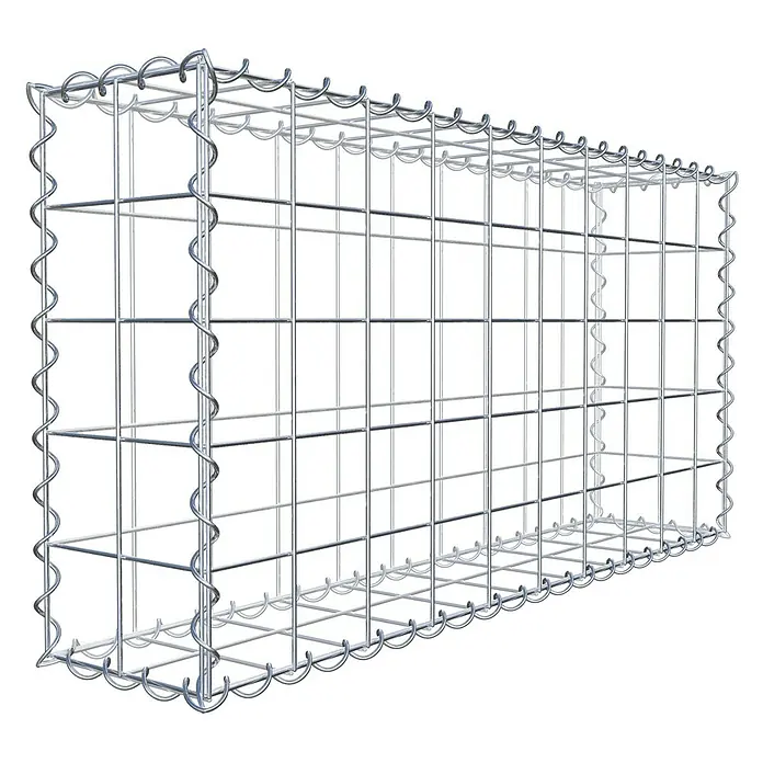 Gabiona Gabione - 100 x 20 x 50 cm, Metall, Maschenbreite: 100 mm, Maschenhöhe: 100 mm - Gabione aus Drahtgeflecht. Die Gabione ist quaderförmig und aus silberfarbenem Draht gefertigt, der zu einem stabilen Netz verschweißt wurde.