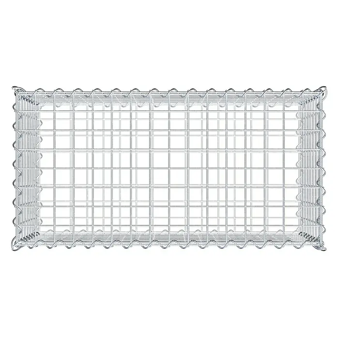 Gabiona Gabione - 80 x 40 x 40 cm, Metall, Maschenbreite: 50 mm, Maschenhöhe: 50 mm - Ein leeres Gabionen-Gitterelement, bereit zur Befüllung mit Steinen oder anderen Materialien für den Bau von Stützmauern oder dekorativen Elementen.