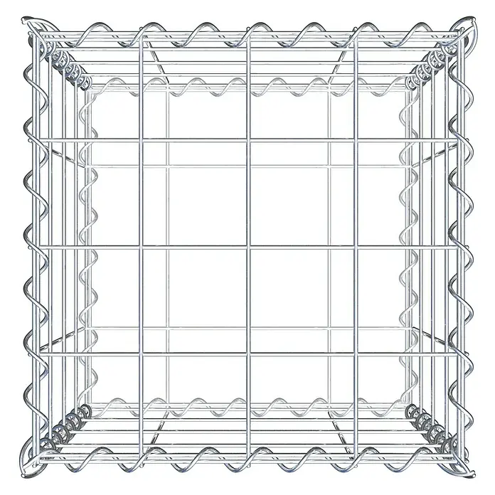 Gabiona Gabione - 40 x 40 x 40 cm, Metall, Maschenbreite: 100 mm, Maschenhöhe: 100 mm - Bild eines Gabionenkorbs aus Drahtgeflecht, der eine stabile und dekorative Lösung für Garten- und Landschaftsbau darstellt.