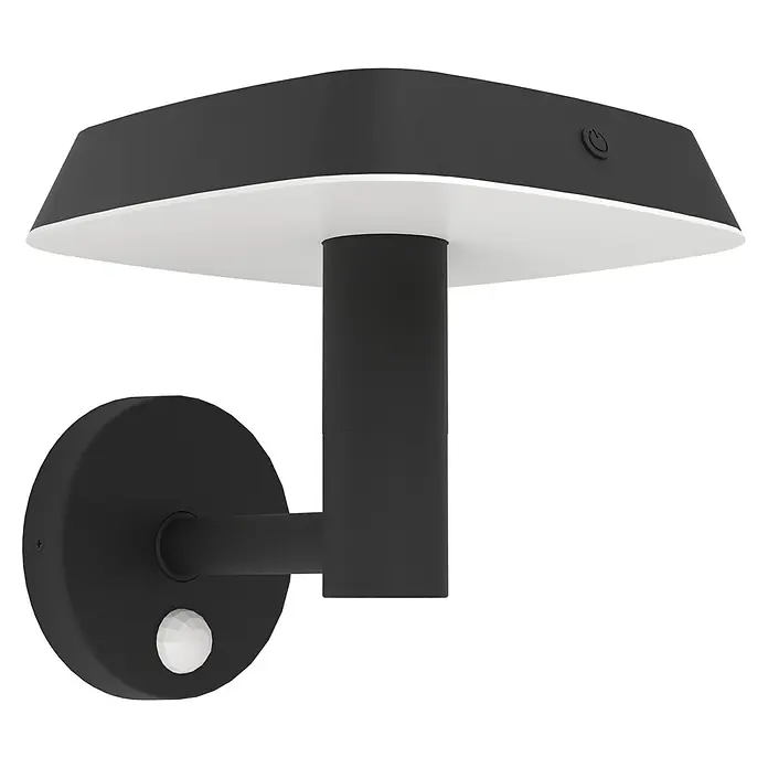 Eglo Aplique solar LED para exterior Dreoli - 8 W, Plástico, Blanco cálido, Negro - Aplique de pared negro con sensor de movimiento para uso exterior, ideal para entradas y patios.