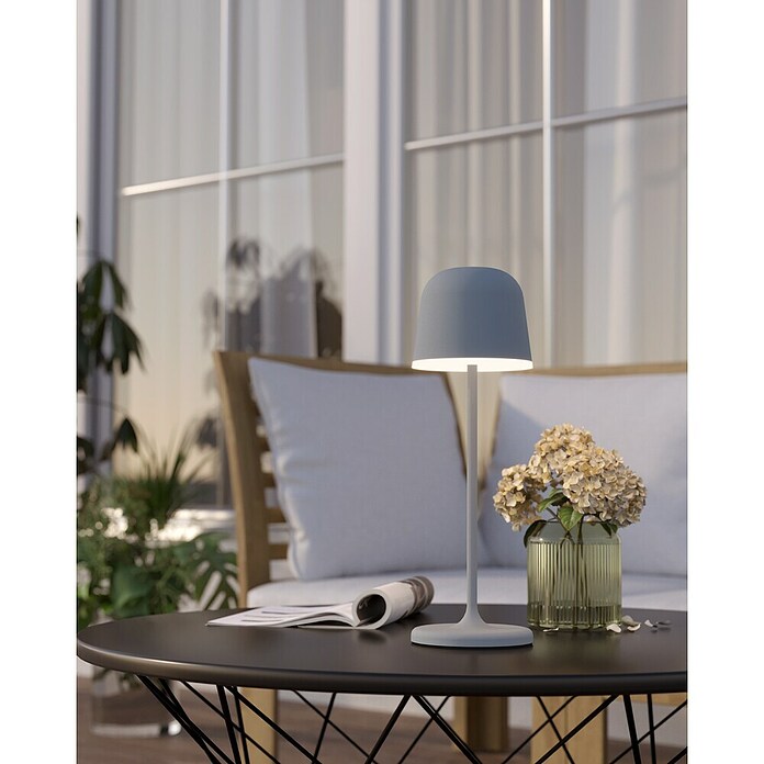 Eglo Lámpara de sobremesa a batería Mannera (L x An x Al: 11 x 11 x 34 cm, Gris, Blanco cálido, 2,2 W, IP54) | BAUHAUS