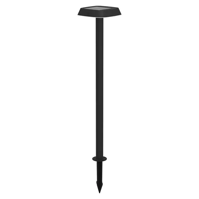 Eglo Estaca solar Dreoli - L x An x Al: 17,5 x 17,5 x 103,5 cm, Negro, IP44, 1.030 lm - Imagen de una lámpara solar negra de jardín con una estaca de tierra, diseñada para iluminación exterior.
