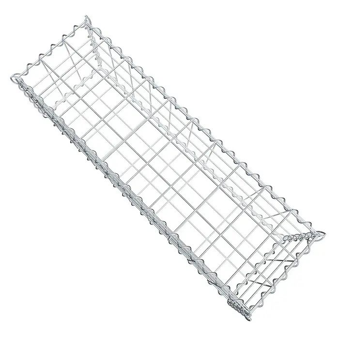 Gabiona Gabione - 100 x 30 x 30 cm, Metall, Maschenbreite: 100 mm, Maschenhöhe: 100 mm - Ansicht eines Gabionenkorbs aus Drahtgeflecht, der für den Bau von Stützmauern oder dekorativen Elementen im Garten verwendet wird.