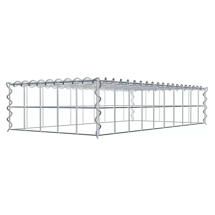 Gabiona Gabione Typ 3 - Zum Anbau in der Höhe, 100 x 50 x 20 cm, Stahl, Maschenbreite: 100 mm, Maschenhöhe: 100 mm, Spirale - Rechteckiger Gabionenkorb aus silbernem Metalldraht mit Spiralverbindungen.