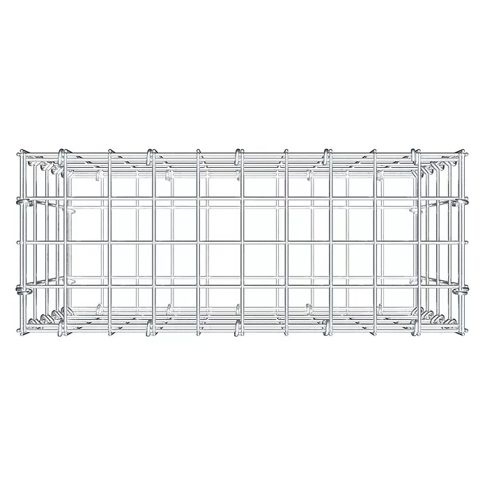 Gabiona Gabione - 50 x 20 x 40 cm, Stahl, Maschenbreite: 50 mm, Maschenhöhe: 100 mm, C-Ring - Silberfarbener, faltbarer Metallgitter-Aufbewahrungskorb.