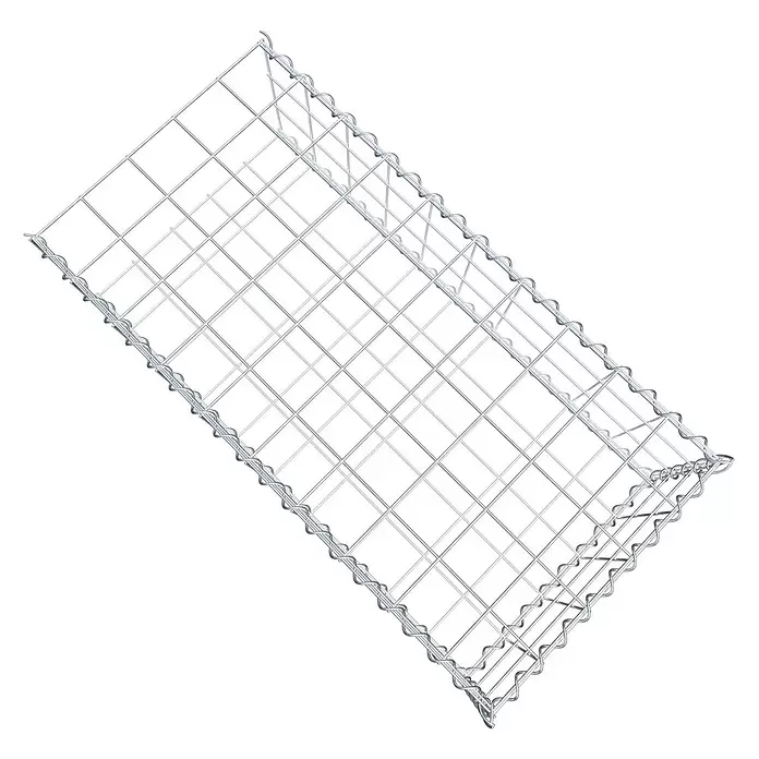 Gabiona Gabione Typ 2 - Zum Anbau in der Länge, 100 x 50 x 30 cm, Stahl, Maschenbreite: 100 mm, Maschenhöhe: 100 mm, Spirale - Leerer Gabionenkorb aus Metallgeflecht, silbergraue Gitterstruktur mit gewundenen Kanten, für Bau und Landschaftsbau.