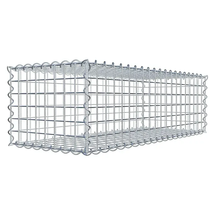 Gabiona Gabione - 100 x 40 x 30 cm, Metall, Maschenbreite: 50 mm, Maschenhöhe: 50 mm - Darstellung eines Gabionenkastens aus Drahtgeflecht, ideal für Gartenbau und Landschaftsgestaltung.