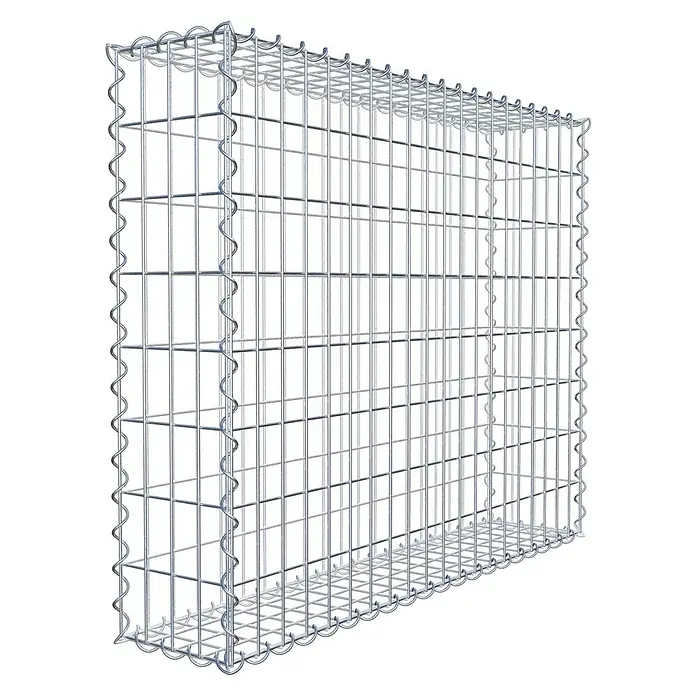 Gabiona Gabione - 100 x 20 x 80 cm, Metall, Maschenbreite: 50 mm, Maschenhöhe: 100 mm - Das Bild zeigt einen Gabionenkorb aus Drahtgitter, ideal für Gartenbau oder als dekoratives Element im Außenbereich. Robuste Konstruktion für vielseitige Anwendungen.