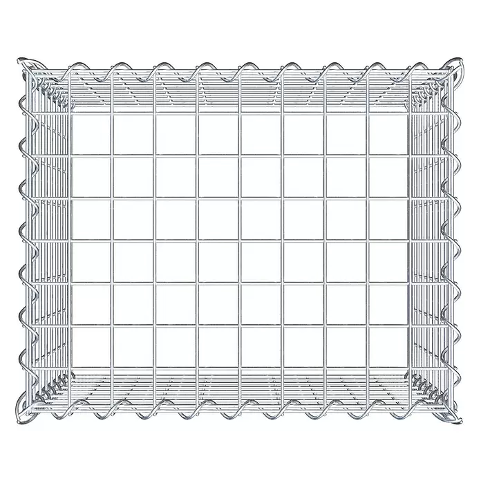 Gabiona Gabione Typ 3 - Zum Anbau in der Höhe, 50 x 40 x 40 cm, Stahl, Maschenbreite: 50 mm, Maschenhöhe: 50 mm, Spirale - Rechteckiger Gabionenkorb aus silbernem Drahtgeflecht.