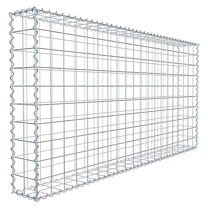 Gabiona Gabione - 200 x 20 x 100 cm, Metall, Maschenbreite: 100 mm, Maschenhöhe: 100 mm - Die Aufnahme zeigt einen Gabionenkorb aus verzinktem Drahtgeflecht. Das Produkt ist leer und perspektivisch dargestellt.
