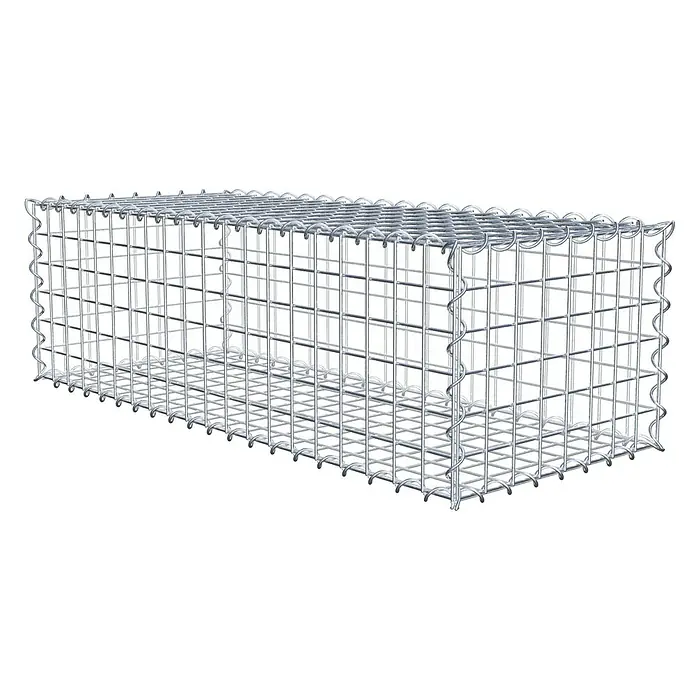 Gabiona Gabione - 100 x 40 x 30 cm, Metall, Maschenbreite: 50 mm, Maschenhöhe: 50 mm - Abbildung eines Gabionenkorbs aus Drahtgeflecht, ideal für Garten- und Landschaftsbauprojekte.