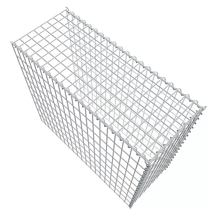 Gabiona Gabione Typ 4 - Zum Anbau in Länge & Höhe, 100 x 40 x 90 cm, Stahl, Maschenbreite: 50 mm, Maschenhöhe: 100 mm, Spirale - Rechteckiger, leerer Gabionenkorb aus silbernem Drahtgeflecht für Landschaftsbau und Stützmauern.