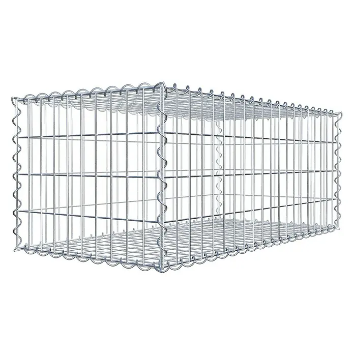 Gabiona Gabione - 100 x 50 x 40 cm, Metall, Maschenbreite: 50 mm, Maschenhöhe: 100 mm - Ein rechteckiger Gabionenkorb aus verzinktem Drahtgeflecht, ideal für Gartenbau und Landschaftsgestaltung. Der Drahtkorb ist robust und langlebig.