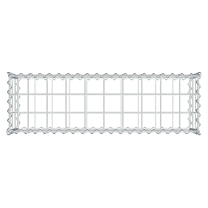 Gabiona Gabione - 100 x 30 x 30 cm, Metall, Maschenbreite: 100 mm, Maschenhöhe: 100 mm - Draufsicht auf eine Gabione aus Drahtgitter. Das Gabionengitter ist rechteckig und für Steine oder andere Füllungen geeignet.