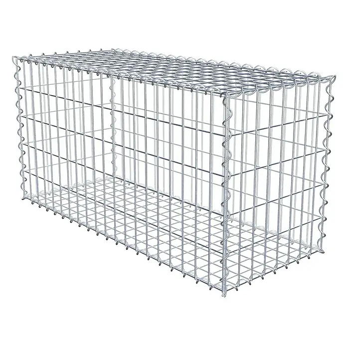 Gabiona Gabione100 x 40 x 50 cm, Metall, Maschenbreite: 50 mm, Maschenhöhe: 100 mm - Ein rechteckiger Gabionenkorb aus verzinktem Drahtgeflecht, ideal für Gartenbau und Landschaftsgestaltung. Robust und vielseitig einsetzbar.