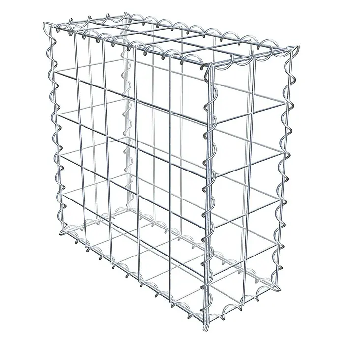 Gabiona Gabione - 50 x 20 x 50 cm, Metall, Maschenbreite: 100 mm, Maschenhöhe: 100 mm - Ein Gabionen-Steinkorb, ein Drahtgitterkäfig, zur Verwendung im Garten- und Landschaftsbau, detailreich dargestellt. Ideal für Stützmauern und Deko.