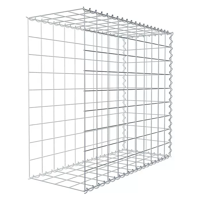 Gabiona Gabione Typ 2 - Zum Anbau in der Länge, 100 x 40 x 90 cm, Stahl, Maschenbreite: 100 mm, Maschenhöhe: 100 mm, Spirale - Leerer Gabionenkorb aus Metallgitter, bereit zur Steinbefüllung.