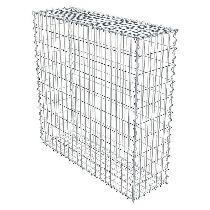 Gabiona Gabione - 100 x 30 x 100 cm, Metall, Maschenbreite: 50 mm, Maschenhöhe: 100 mm - Das Bild zeigt einen Gabionenkorb, eine Drahtgitterbox zur Befüllung mit Steinen oder anderen Materialien für den Garten- und Landschaftsbau.
