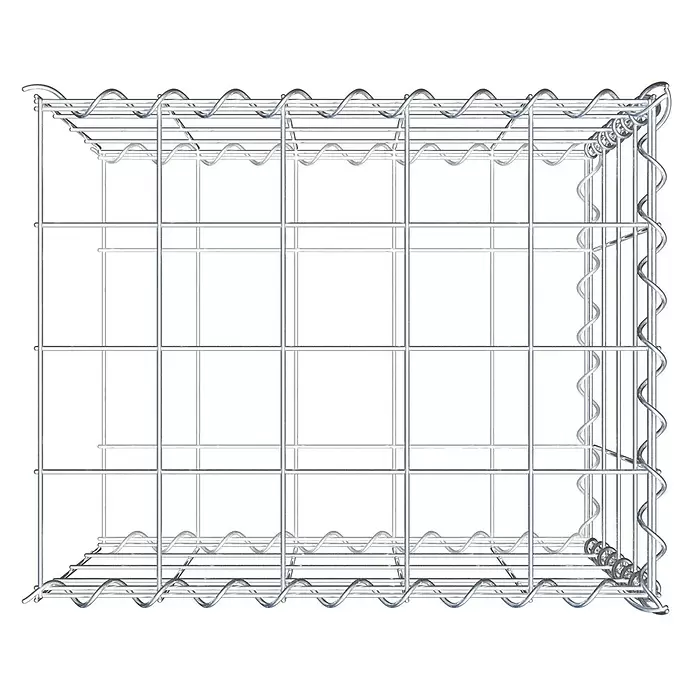 Gabiona Gabione Typ 2 - Zum Anbau in der Länge, 50 x 40 x 40 cm, Stahl, Maschenbreite: 100 mm, Maschenhöhe: 100 mm, Spirale - Drahtgeflecht-Gabionenkorb aus silbernem Metall.