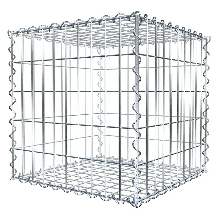 Gabiona Gabione - 50 x 50 x 50 cm, Metall, Maschenbreite: 50 mm, Maschenhöhe: 100 mm - Draufsicht eines Gabionenkorbs aus Draht. Ideal für den Gartenbau. Der robuste Drahtkorb bietet vielseitige Gestaltungsmöglichkeiten.