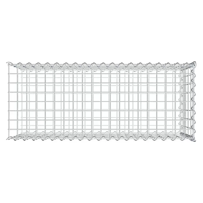 Gabiona Gabione Typ 2 - Zum Anbau in der Länge, 100 x 40 x 50 cm, Stahl, Maschenbreite: 50 mm, Maschenhöhe: 100 mm, Spirale - Leerer, rechteckiger Gabionenkorb aus verzinktem Silberdrahtgeflecht.