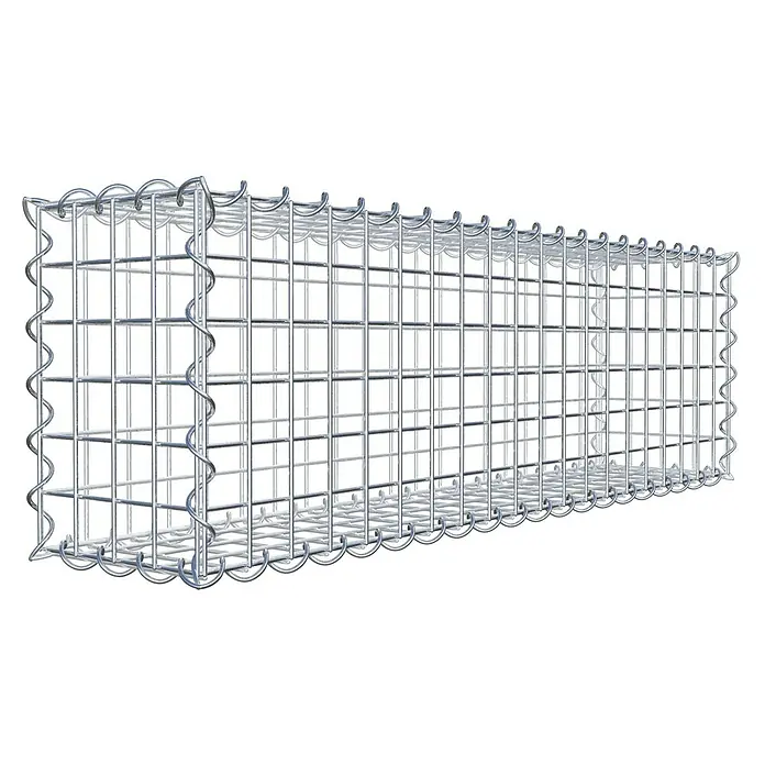 Gabiona Gabione - 100 x 20 x 30 cm, Metall, Maschenbreite: 50 mm, Maschenhöhe: 50 mm - Ein langer, quaderförmiger Gabionenkorb aus Drahtgeflecht. Der stabile Steinkorb eignet sich ideal für den Garten- und Landschaftsbau.