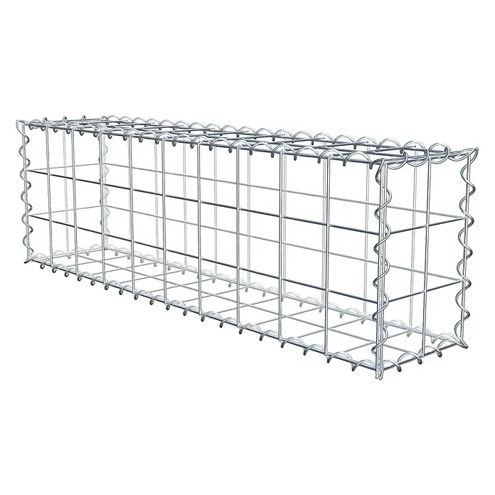 Gabiona Gabione100 x 20 x 30 cm, Metall, Maschenbreite: 100 mm, Maschenhöhe: 100 mm - Produktabbildung eines Gabionenkorbs aus verzinktem Stahldraht, ideal für Gartenbau und Landschaftsgestaltung. Robuste Bauweise für vielfältige Anwendungen.