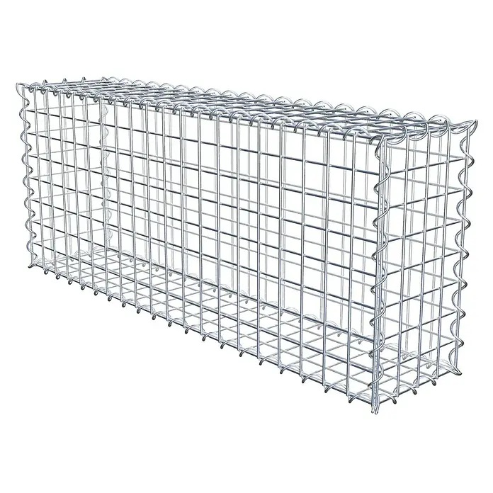 Gabiona Gabione100 x 20 x 40 cm, Metall, Maschenbreite: 50 mm, Maschenhöhe: 50 mm - Bild einer Gabione, einem Drahtkorb zur Befüllung mit Steinen, der im Garten- und Landschaftsbau eingesetzt wird.