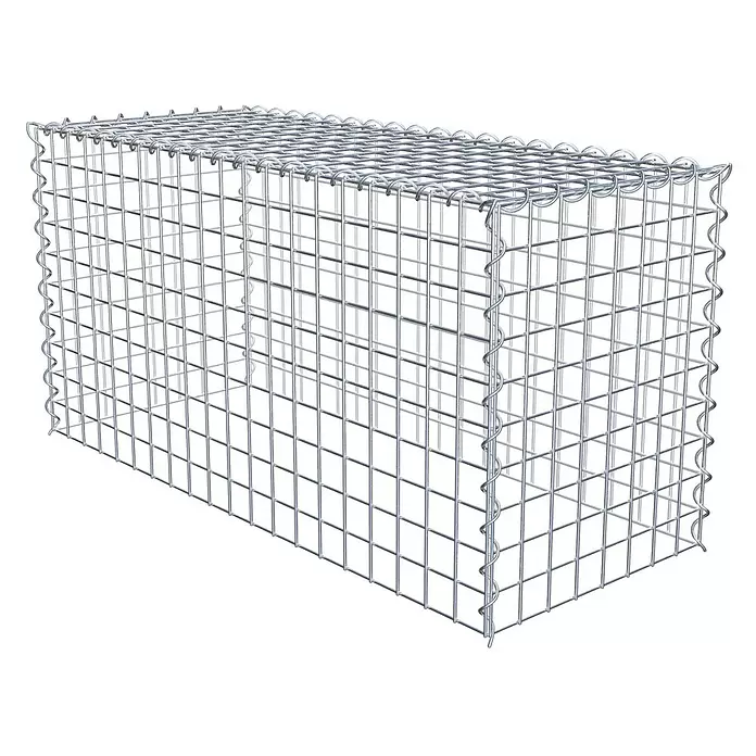 Gabiona Gabione Typ 3 - Zum Anbau in der Höhe, 100 x 40 x 50 cm, Stahl, Maschenbreite: 50 mm, Maschenhöhe: 50 mm, Spirale - Leerer rechteckiger Gabionenkorb aus verzinktem Stahldrahtgeflecht, bereit zum Befüllen mit Steinen.