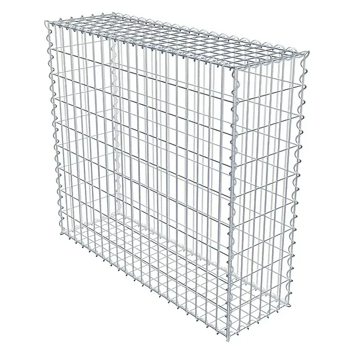 Gabiona Gabione - 100 x 30 x 90 cm, Metall, Maschenbreite: 50 mm, Maschenhöhe: 100 mm - Nahaufnahme eines Gabionenkäfigs, der eine robuste und dennoch elegante Lösung für Landschaftsbau und Stützmauern bietet.