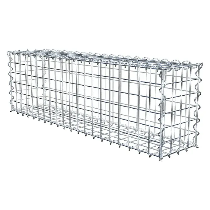 Gabiona Gabione - 100 x 20 x 30 cm, Metall, Maschenbreite: 50 mm, Maschenhöhe: 50 mm - Aufnahme eines Gabionenkorbs, eines Drahtbehälters, der typischerweise für Stützmauern oder Landschaftsbau verwendet wird.