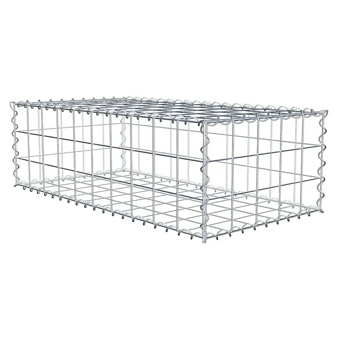 Gabiona Gabione - 100 x 50 x 30 cm, Metall, Maschenbreite: 100 mm, Maschenhöhe: 100 mm - Draufsicht auf einen Gabionenkorb aus verzinktem Stahldraht, der Stabilität und Haltbarkeit für verschiedene Anwendungen bietet.
