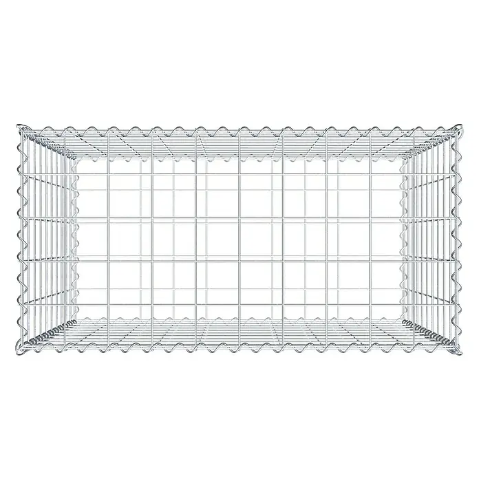 Gabiona Gabione - 100 x 50 x 100 cm, Metall, Maschenbreite: 100 mm, Maschenhöhe: 100 mm - Ansicht eines Gabionen-Steinkorbs aus Drahtgitter, ideal für Gartenmauern, Hangbefestigungen oder dekorative Elemente im Außenbereich.