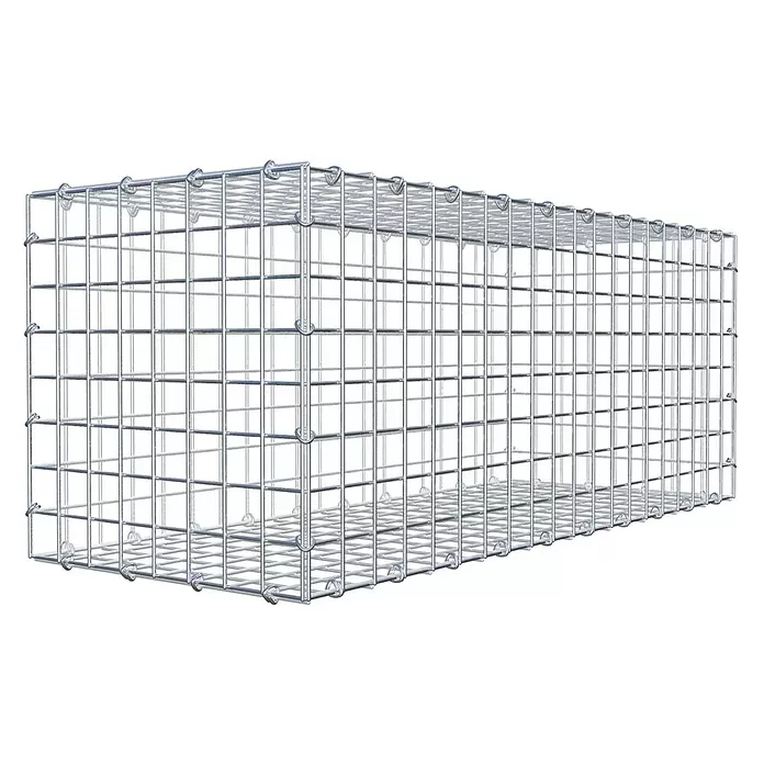 Gabiona Gabione - 100 x 40 x 40 cm, Stahl, Maschenbreite: 50 mm, Maschenhöhe: 50 mm - Leerer rechteckiger Gabionenkorb aus silbernem Drahtgeflecht.