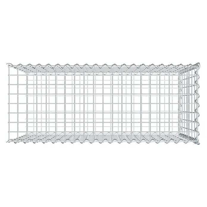 Gabiona Gabione Typ 2 - Zum Anbau in der Länge, 100 x 40 x 70 cm, Stahl, Maschenbreite: 50 mm, Maschenhöhe: 100 mm, Spirale - Ansicht eines Gabionenkorbs aus Drahtgitter, der Stabilität und Flexibilität für verschiedene Bauprojekte bietet.