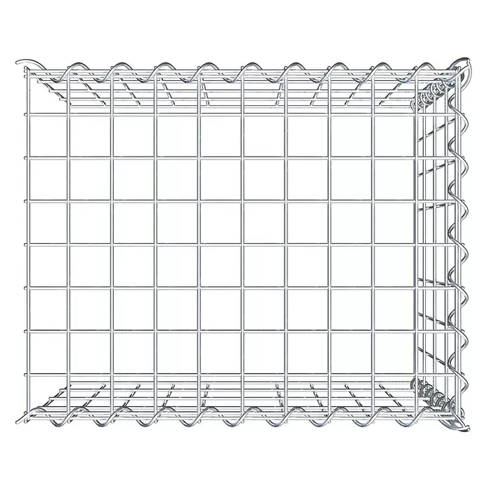 Gabiona Gabione Typ 4 - Zum Anbau in Länge & Höhe, 50 x 40 x 40 cm, Stahl, Maschenbreite: 50 mm, Maschenhöhe: 100 mm, Spirale - Leerer rechteckiger Gabionenkorb aus silbernem Metallgeflecht zur Steinbefüllung.
