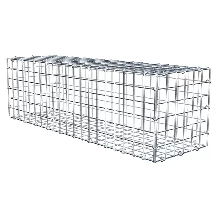 Gabiona Gabione - 100 x 30 x 30 cm, Stahl, Maschenbreite: 50 mm, Maschenhöhe: 50 mm - Rechteckiger Gabionenkorb aus silbernem Drahtgeflecht.