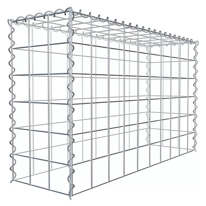 Gabiona Gabione Typ 3 - Zum Anbau in der Höhe, 100 x 30 x 60 cm, Stahl, Maschenbreite: 100 mm, Maschenhöhe: 100 mm, Spirale - Silberfarbener Metallgitter-Gabionenkorb, ideal für Stützmauern und Landschaftsgestaltung.