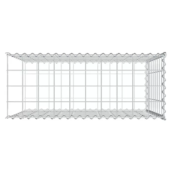 Gabiona Gabione Typ 2 - Zum Anbau in der Länge, 100 x 40 x 90 cm, Stahl, Maschenbreite: 100 mm, Maschenhöhe: 100 mm, Spirale - Rechteckiger, leerer Gabionenkorb aus verzinktem Metallgitter.