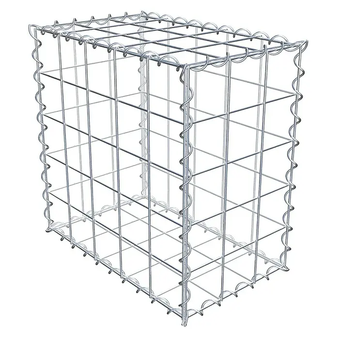 Gabiona Gabione - 50 x 30 x 50 cm, Metall, Maschenbreite: 100 mm, Maschenhöhe: 100 mm - Das Bild zeigt einen Gabionenkorb aus Drahtgeflecht, der für den Garten- und Landschaftsbau verwendet wird. Er ist stabil und langlebig.