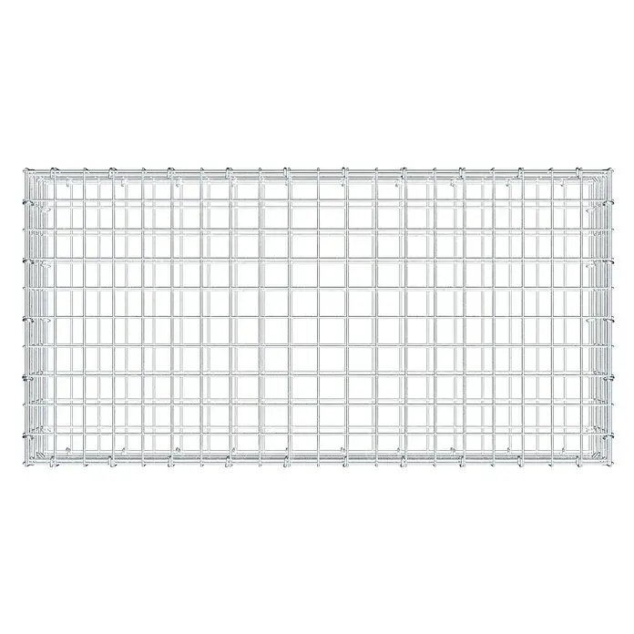 Gabiona Gabione - 100 x 50 x 20 cm, Stahl, Maschenbreite: 50 mm, Maschenhöhe: 50 mm, C-Ring - Abbildung eines Gabionenkorbs aus verzinktem Drahtgitter für den Garten- und Landschaftsbau.