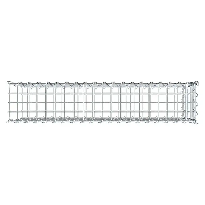 Gabiona Gabione Typ 2 - Zum Anbau in der Länge, 100 x 20 x 50 cm, Stahl, Maschenbreite: 50 mm, Maschenhöhe: 50 mm - Ein Gabionen-Drahtkorb zur dekorativen Gartengestaltung. Der Drahtkorb ist leer und bereit zur Befüllung mit Steinen oder anderen Materialien.