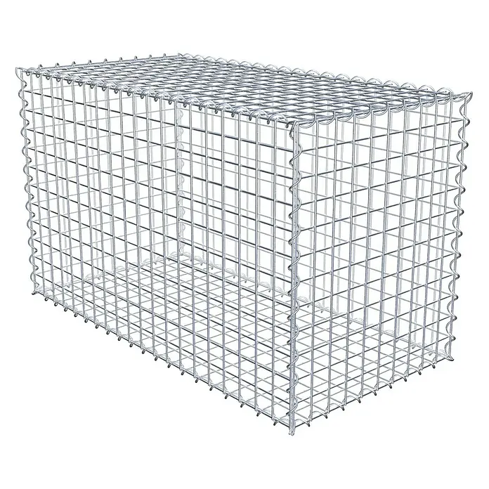Gabiona Gabione - 100 x 50 x 60 cm, Metall, Maschenbreite: 50 mm, Maschenhöhe: 50 mm - Draufsicht eines Gabionen-Steinkorbs. Dieser ist aus verzinktem Stahldraht gefertigt, robust und langlebig für den Außenbereich.