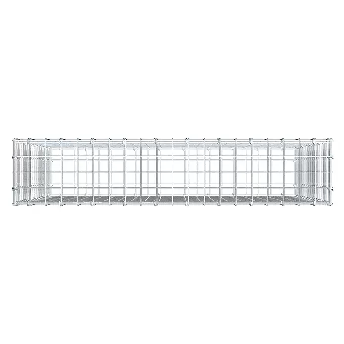 Gabiona Gabione - 100 x 20 x 90 cm, Stahl, Maschenbreite: 50 mm, Maschenhöhe: 50 mm - Silberner rechteckiger Gabionenkorb aus Metall.