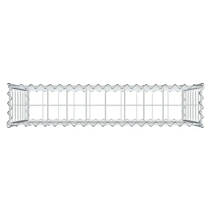 Gabiona Gabione - 100 x 20 x 70 cm, Metall, Maschenbreite: 100 mm, Maschenhöhe: 100 mm - Draufsicht auf einen Gabionenkorb aus Drahtgeflecht. Ideal für dekorative und funktionelle Landschaftsgestaltung.