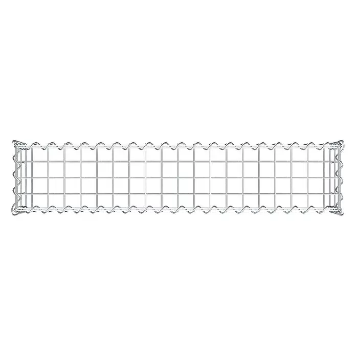 Gabiona Gabione Typ 3 - Zum Anbau in der Höhe, 100 x 20 x 20 cm, Stahl, Maschenbreite: 50 mm, Maschenhöhe: 100 mm, Spirale - Silberfarbener Drahtgeflecht-Gabionenkorb.